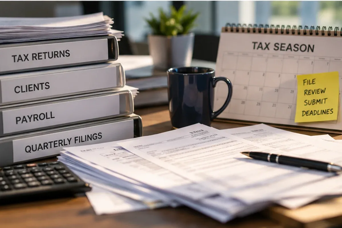 Busy tax season workload at an accounting firm