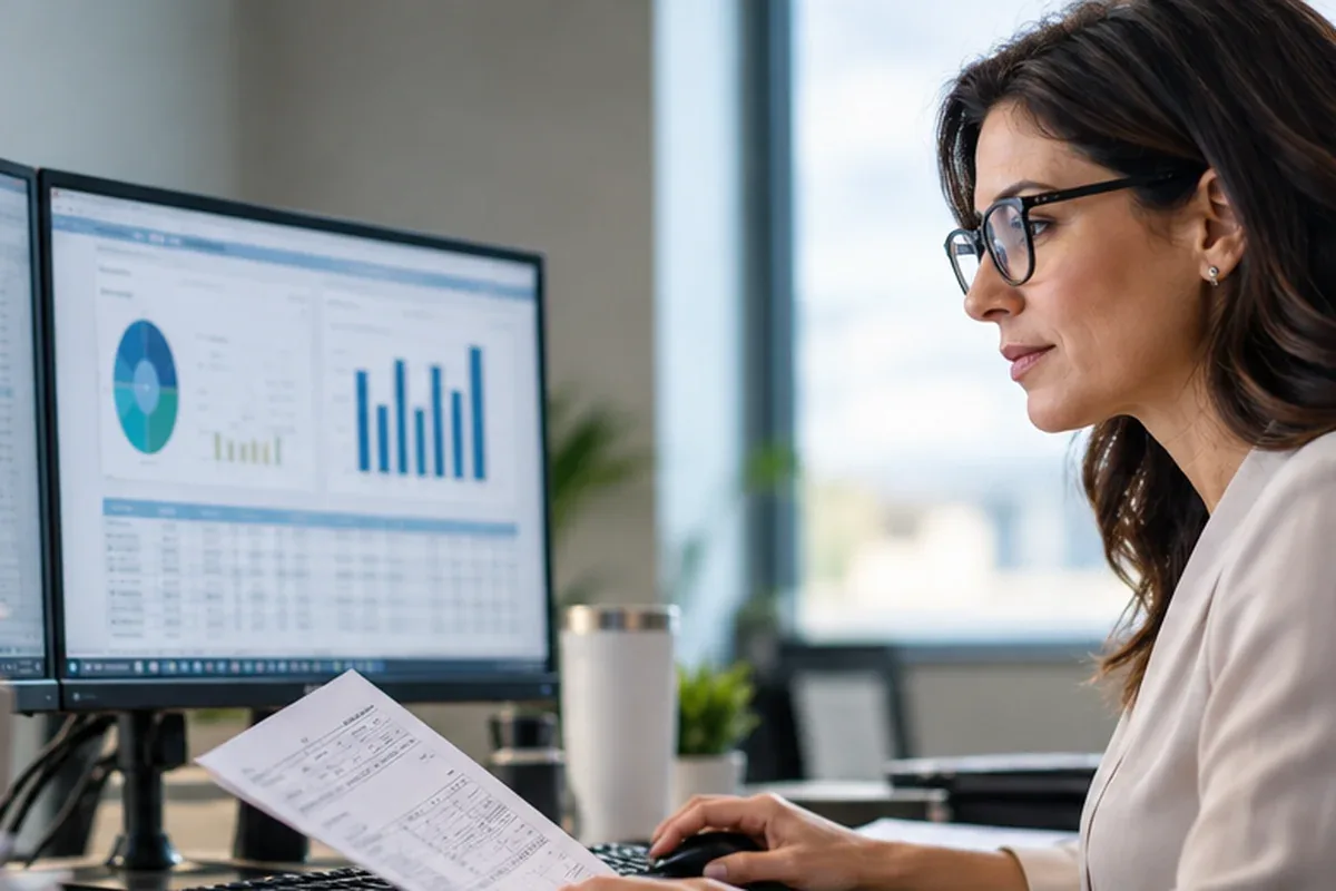 Accountant reviewing client financial data