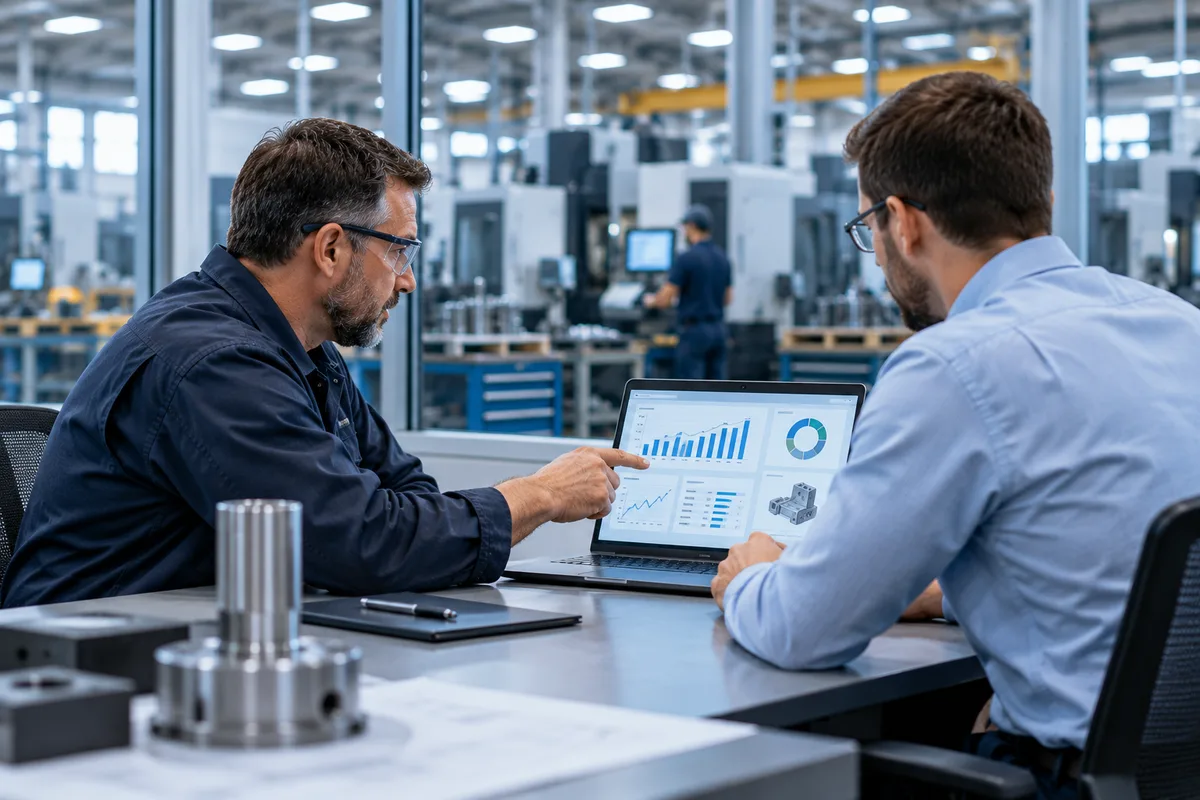 IT advisor reviewing a technology plan with a plant manager